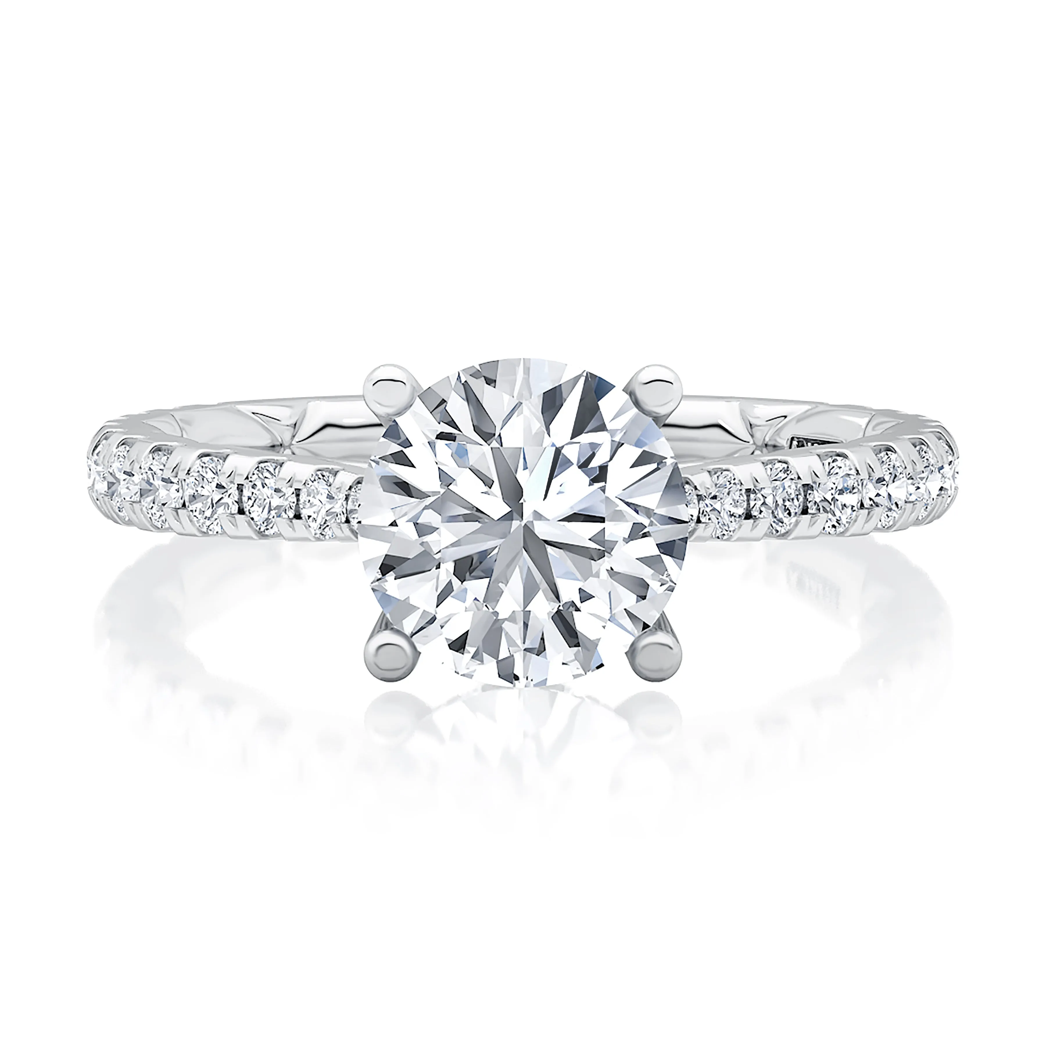 Scalloped Pavé Diamond Engagement Ring with Quilted Interior