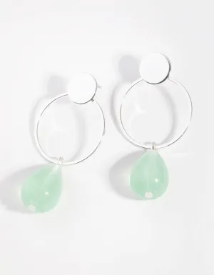 Silver Acrylic Teardrop Circle Drop Earrings