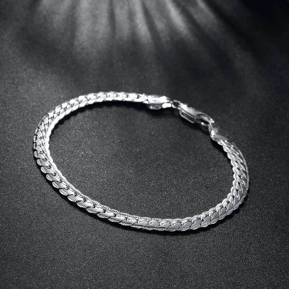 Silver plated Fashion snake 5 mm Width bracelet/bangle Jewelry crystal trendy men women bracelets