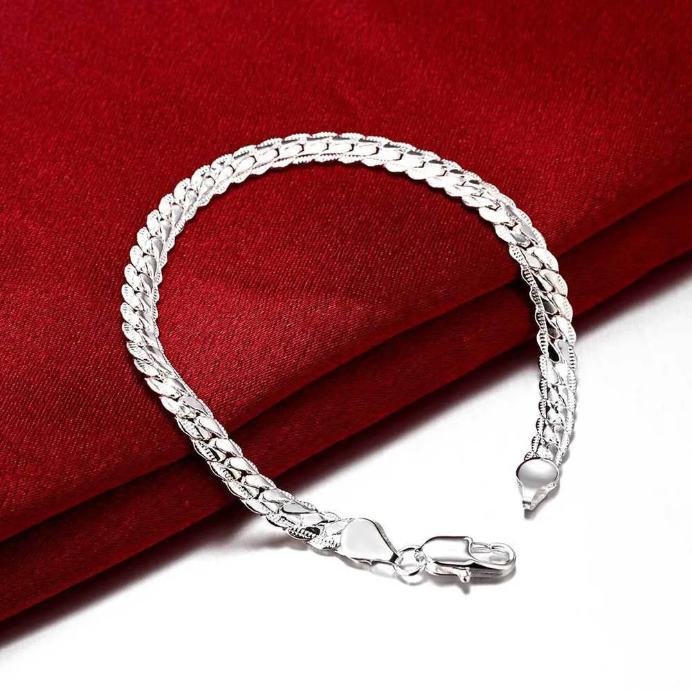 Silver plated Fashion snake 5 mm Width bracelet/bangle Jewelry crystal trendy men women bracelets