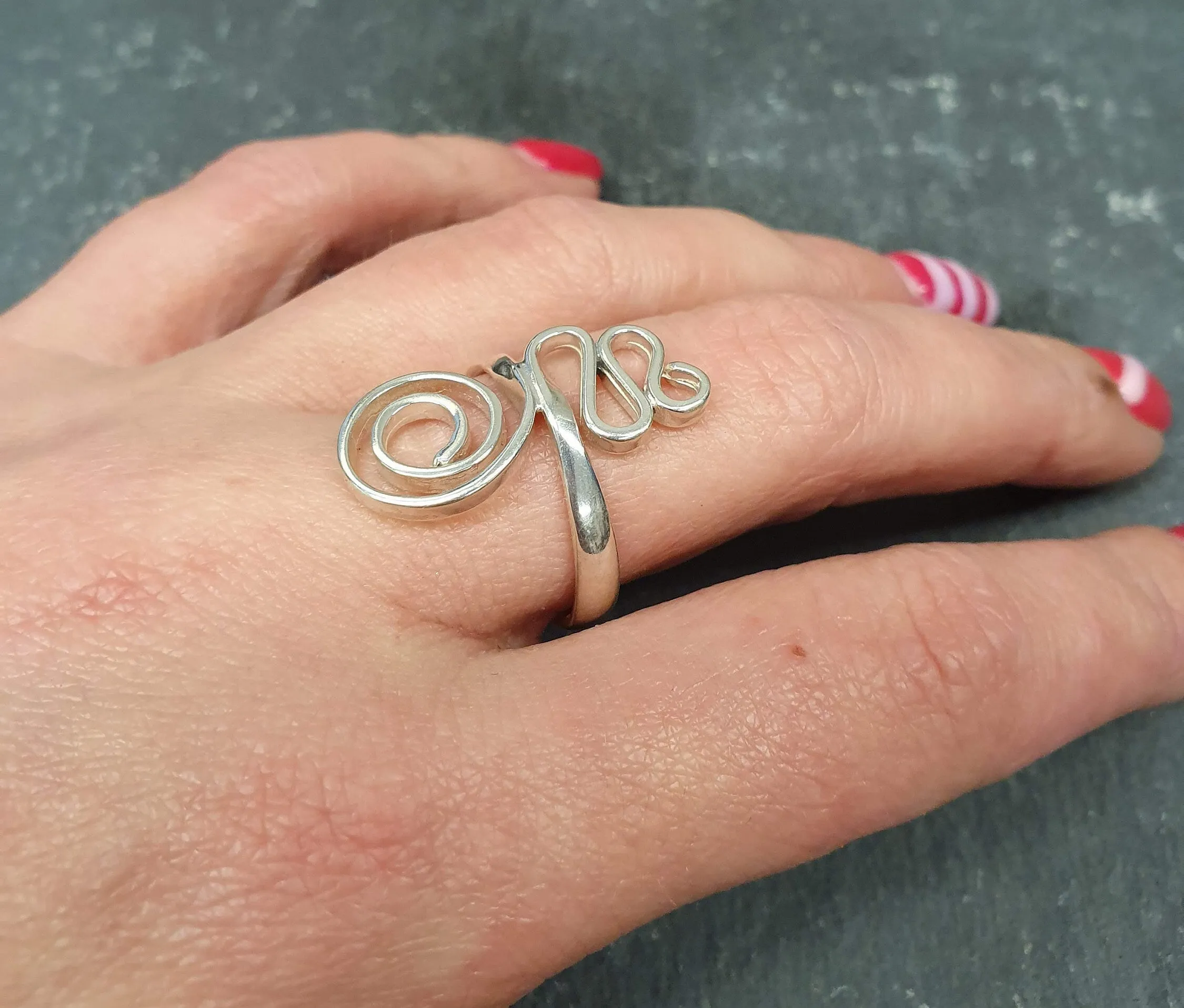 Silver Swirl Ring - Silver Spiral Ring - Infinity Ring