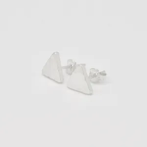 Silver Triangle Earrings - Hammered Boho Studs - Bohemian Earrings