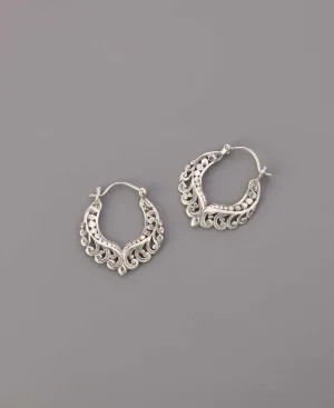 Small Artistic Sterling Silver Hoop Earrings