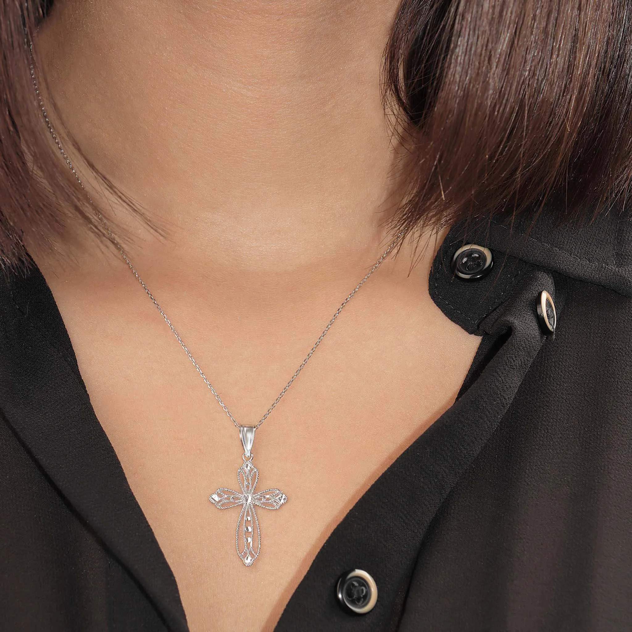 Softly Curved Cross Necklace Pendant