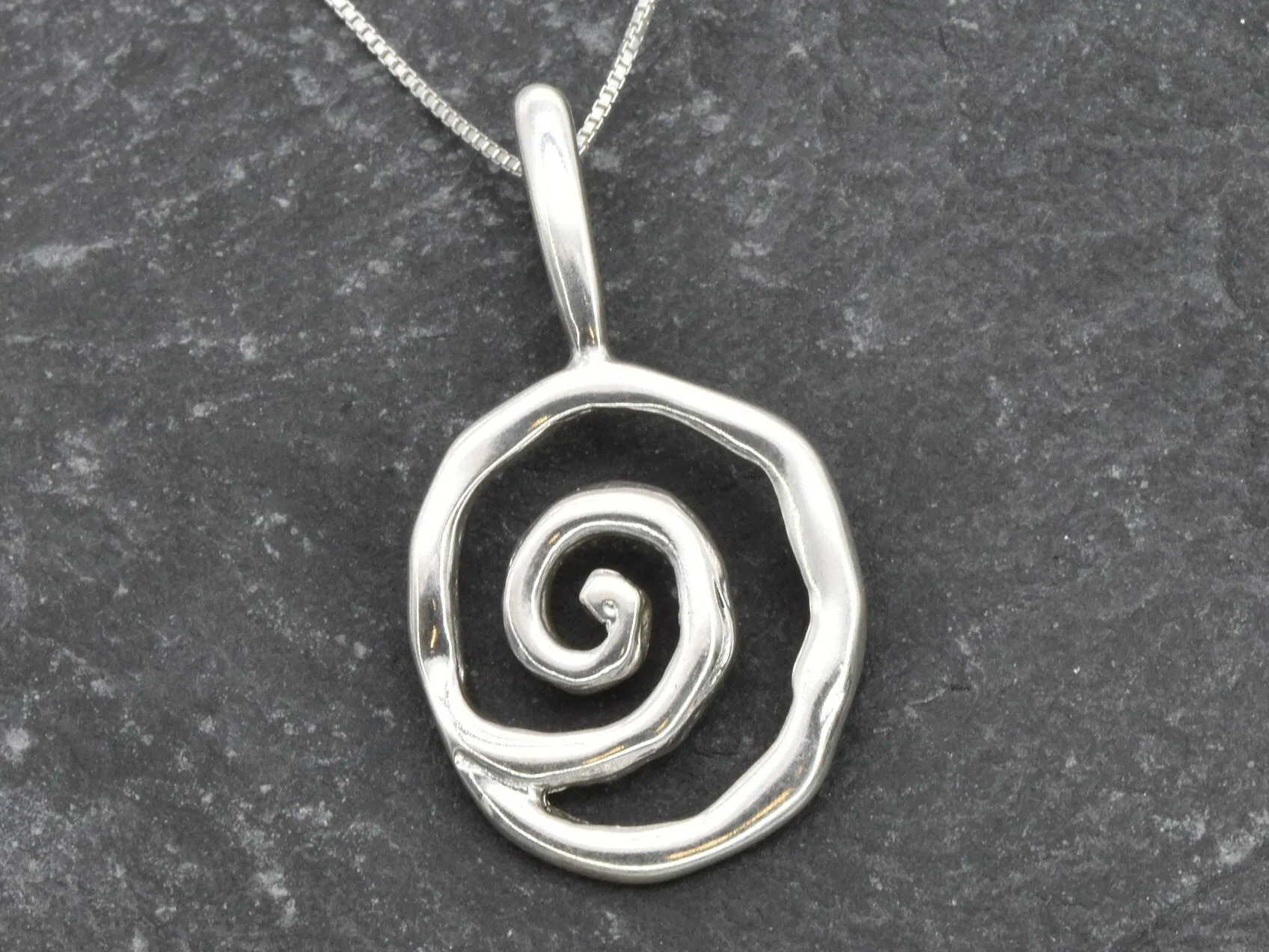 Spiral Necklace - Silver Spiral Pendant - Statement Silver Necklace