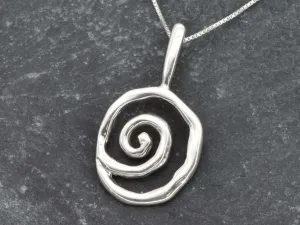 Spiral Necklace - Silver Spiral Pendant - Statement Silver Necklace