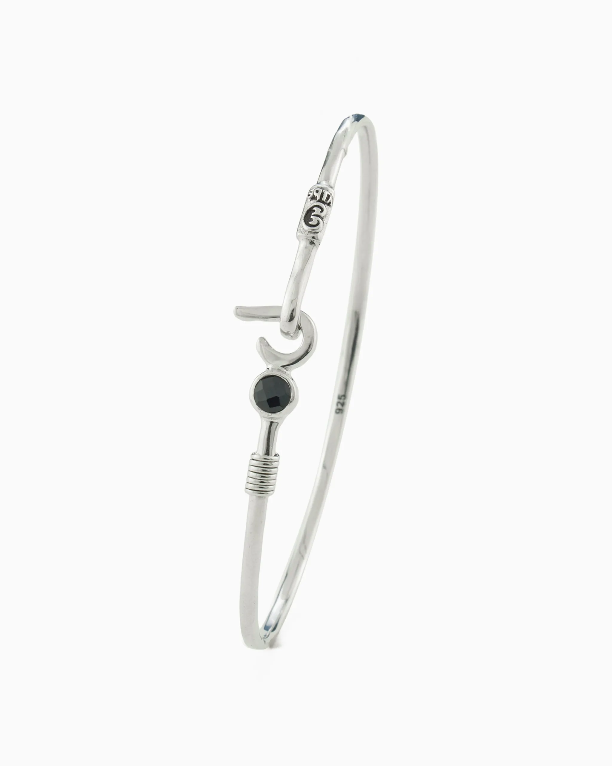 St. John Hook Bracelet with Stone, 2mm - Black Onyx