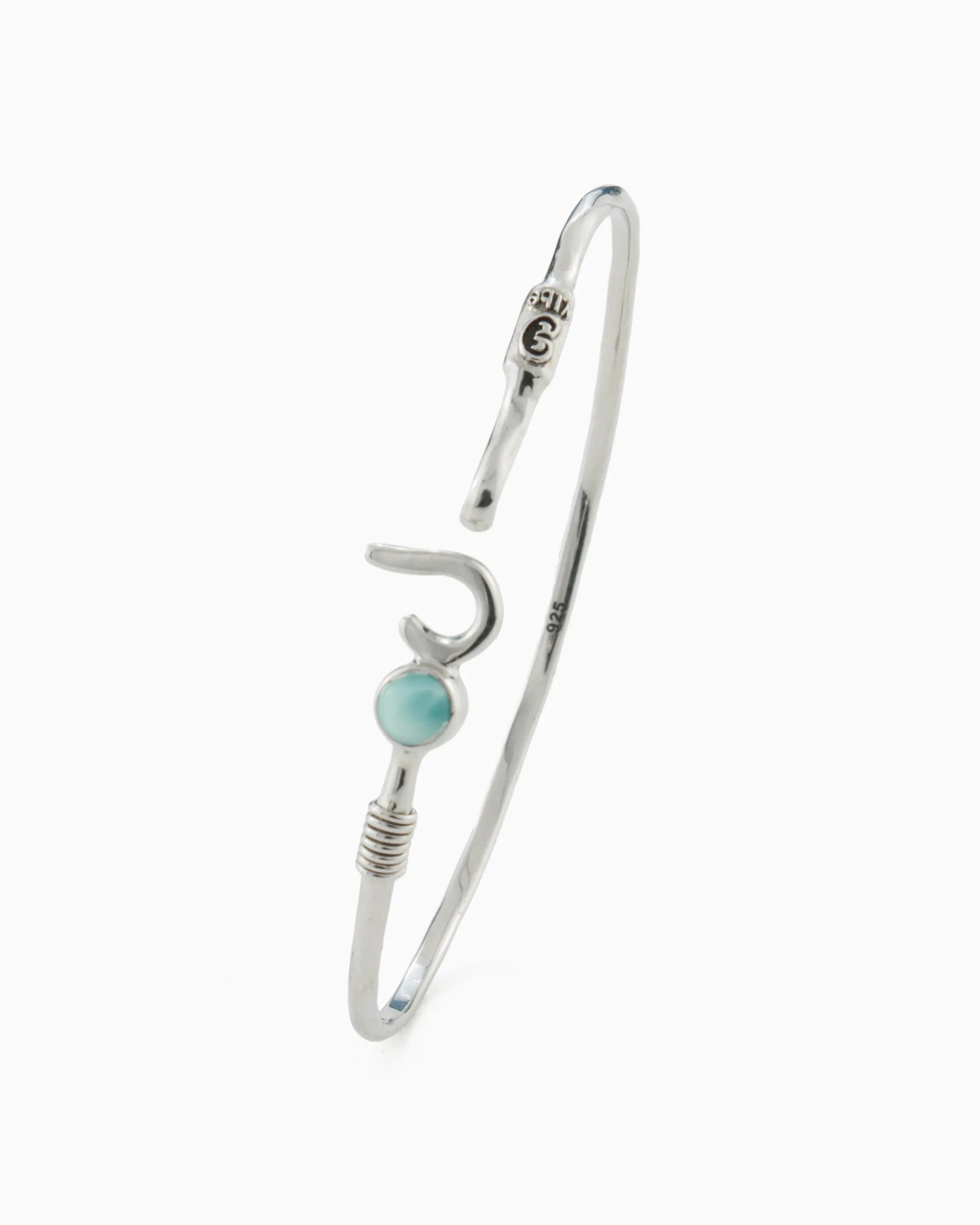 St. John Hook Bracelet with Stone, 2mm - Larimar