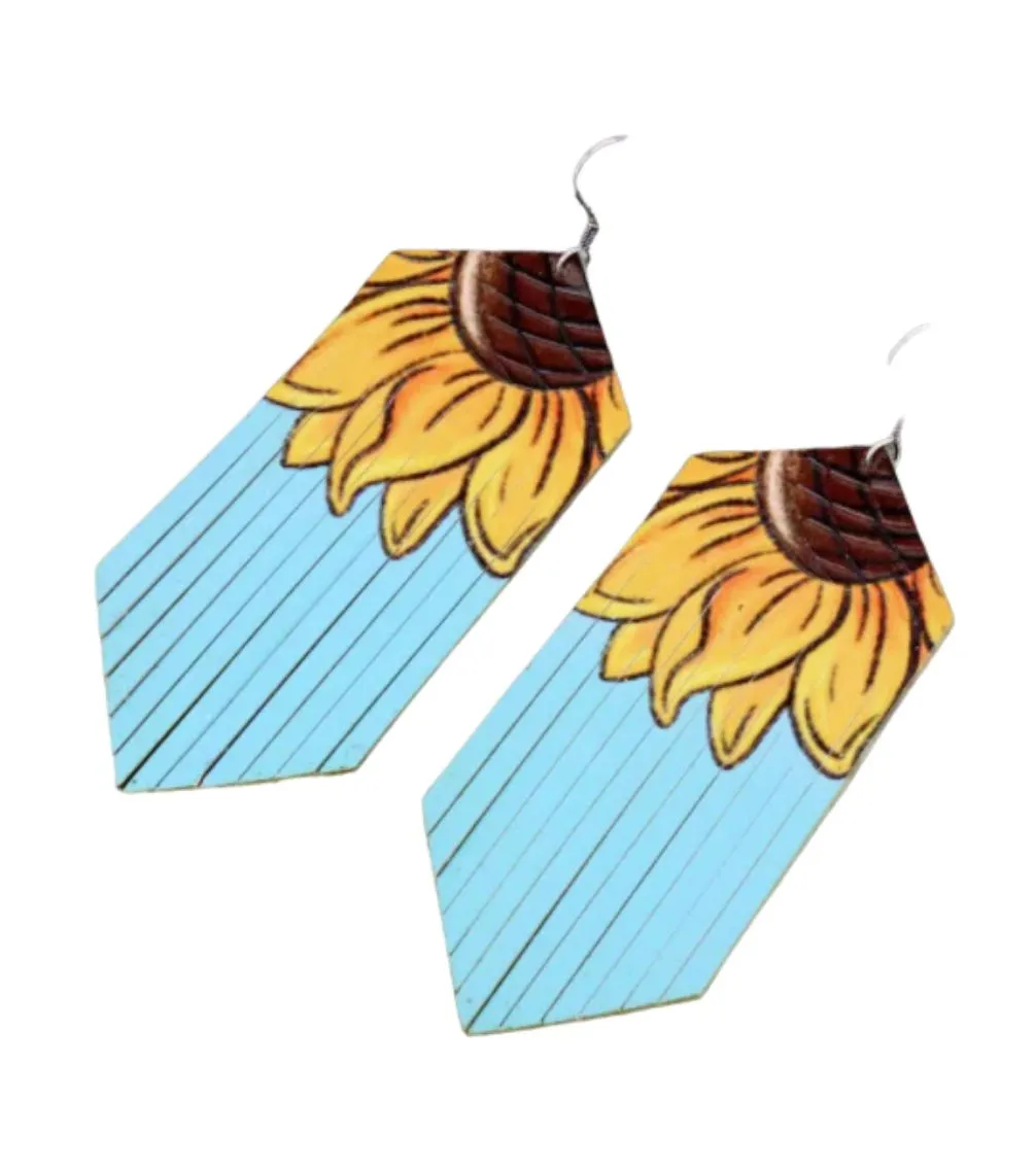 Sunflower Leather Earrings