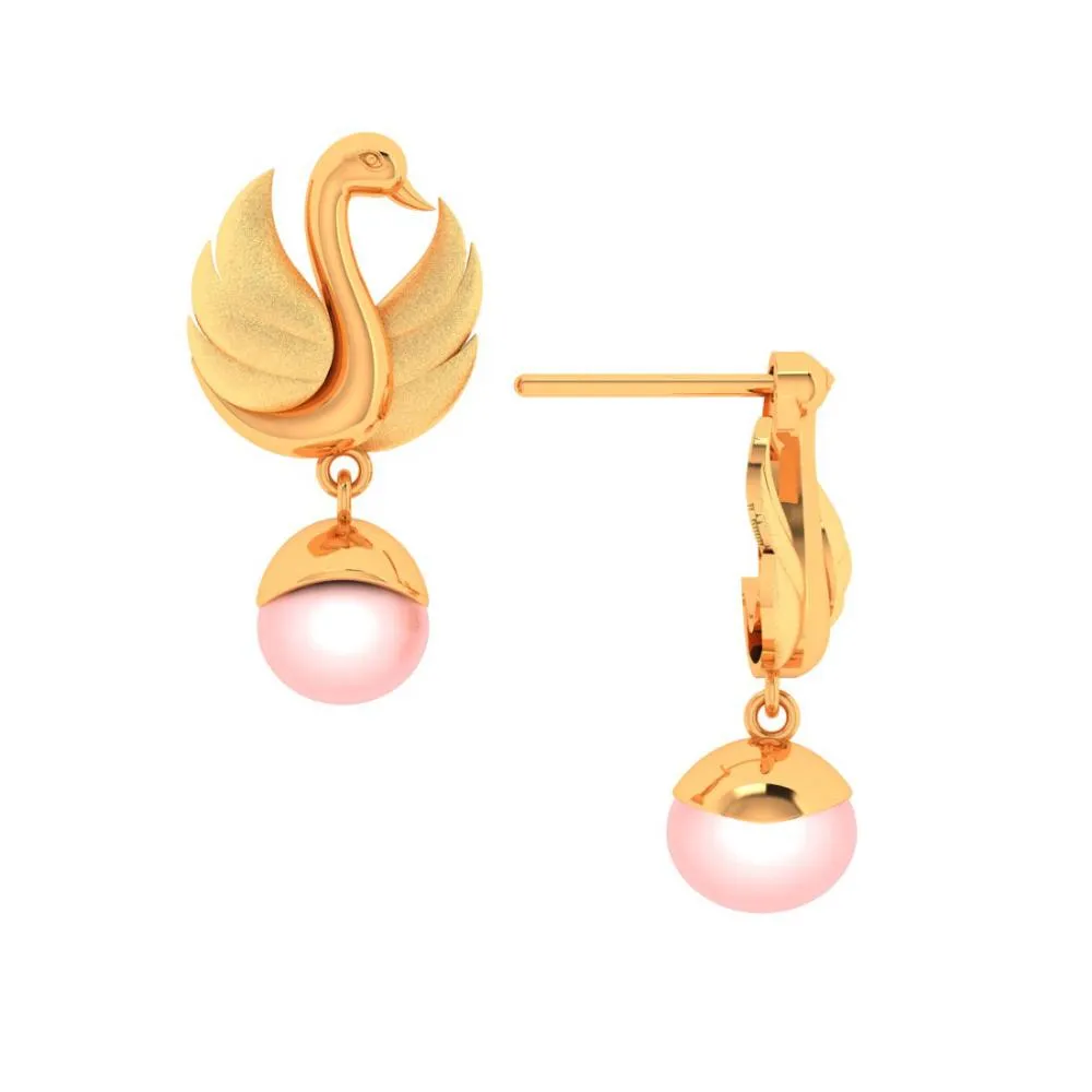 Swan Pink Ball 18k Gold Earrings