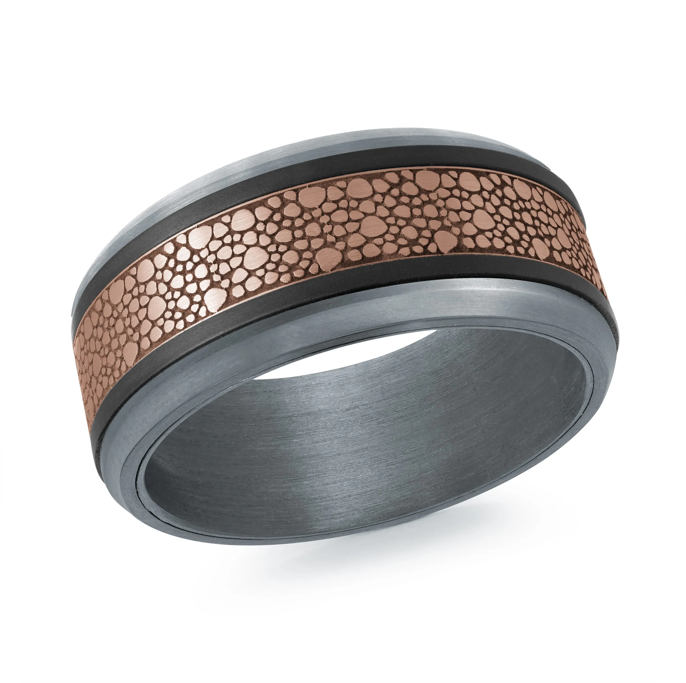 Tantalum with Carbon Fiber and 14K Rose Gold Ring from the Tantalum Collection by Malo - MRDTC-020-9BP