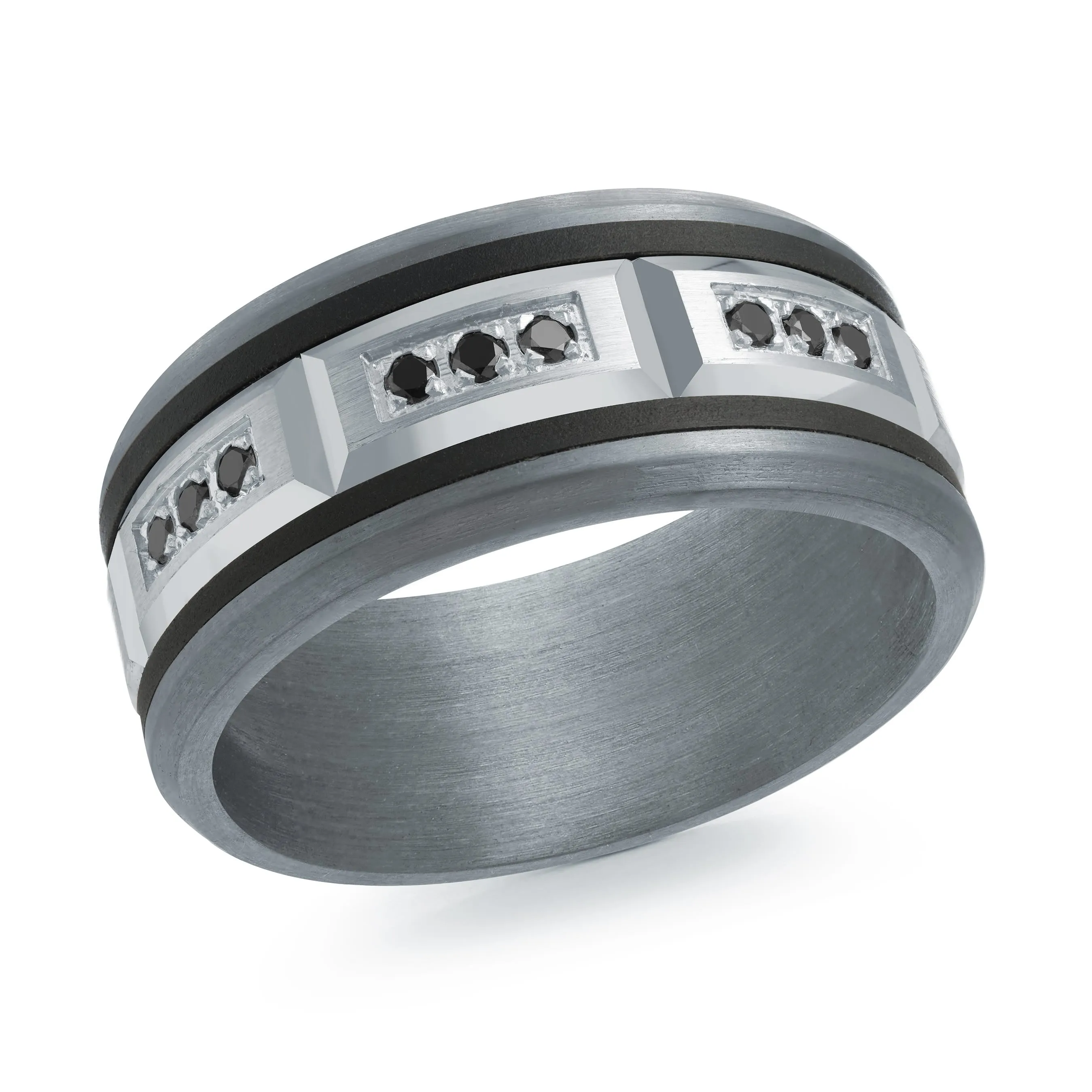 Tantalum with Carbon Fiber and 14K White Gold Ring from the Tantalum Collection by Malo - MRDTC-005-9BWBD