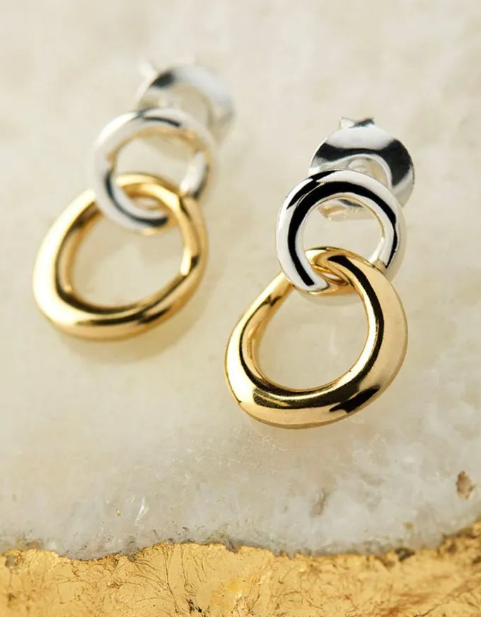 Tranquila Stud Yellow Gold/Silver Earring