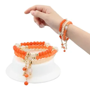 Trendy Fashion Bohemian 3 Multilayer Beads Bracelets Beaded Rhinestone Tassels Charm Bracelets Bangles for Women