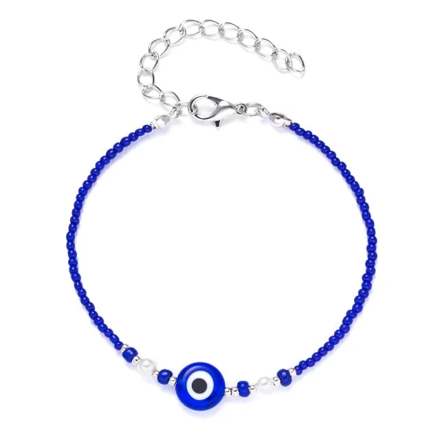 Turkish Lucky Evil Eye Bracelets Blue Evil Eye Bead Bracelet Men Women Handmade Lucky Jewelry Charm Bracelet Female Dropshipping