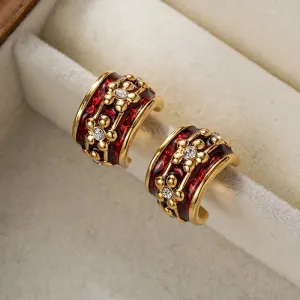 VAIGE Elegant Blooming Red Hoop Earrings