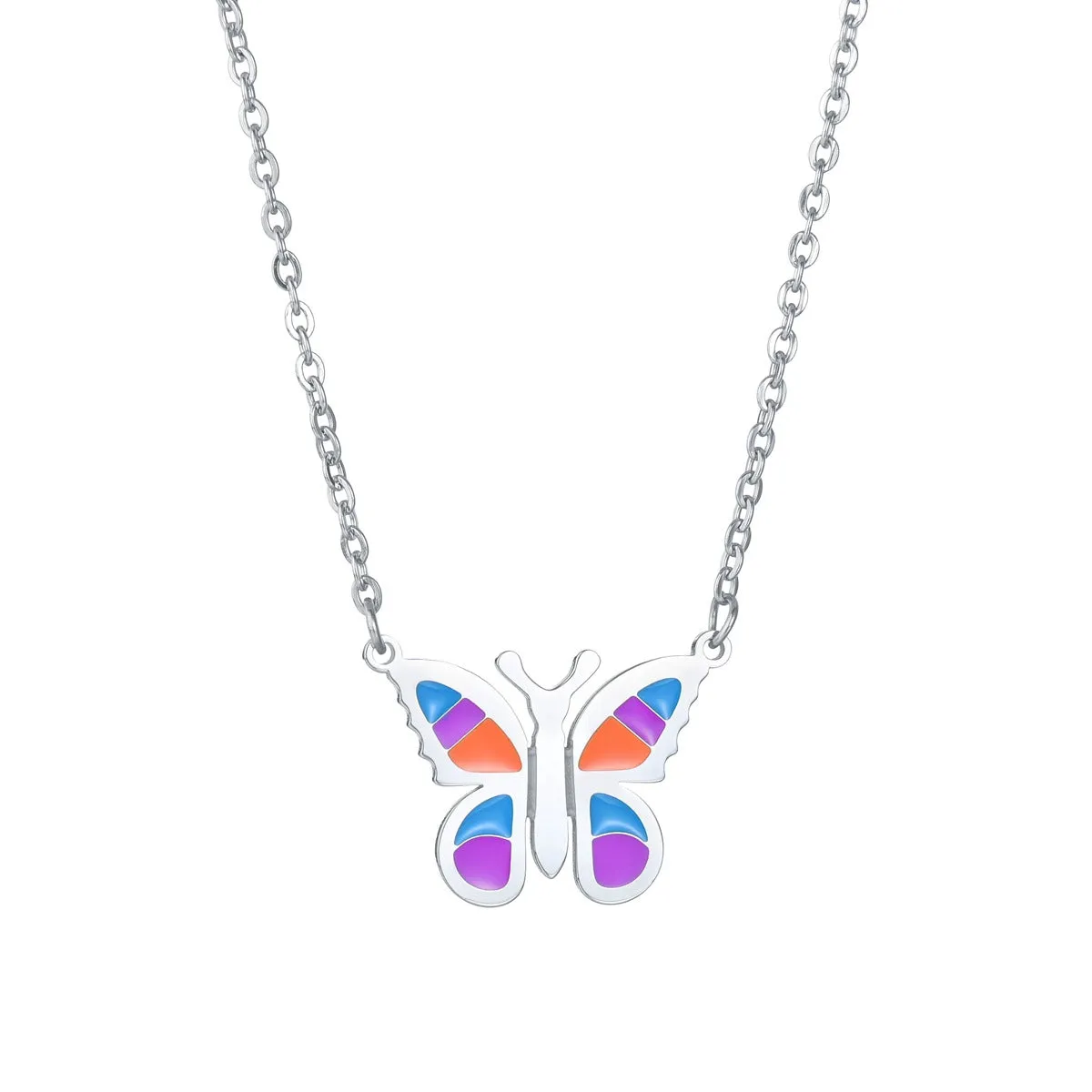 Vibrant Butterfly Steel Necklace - Elegant European and American Pendant Collection