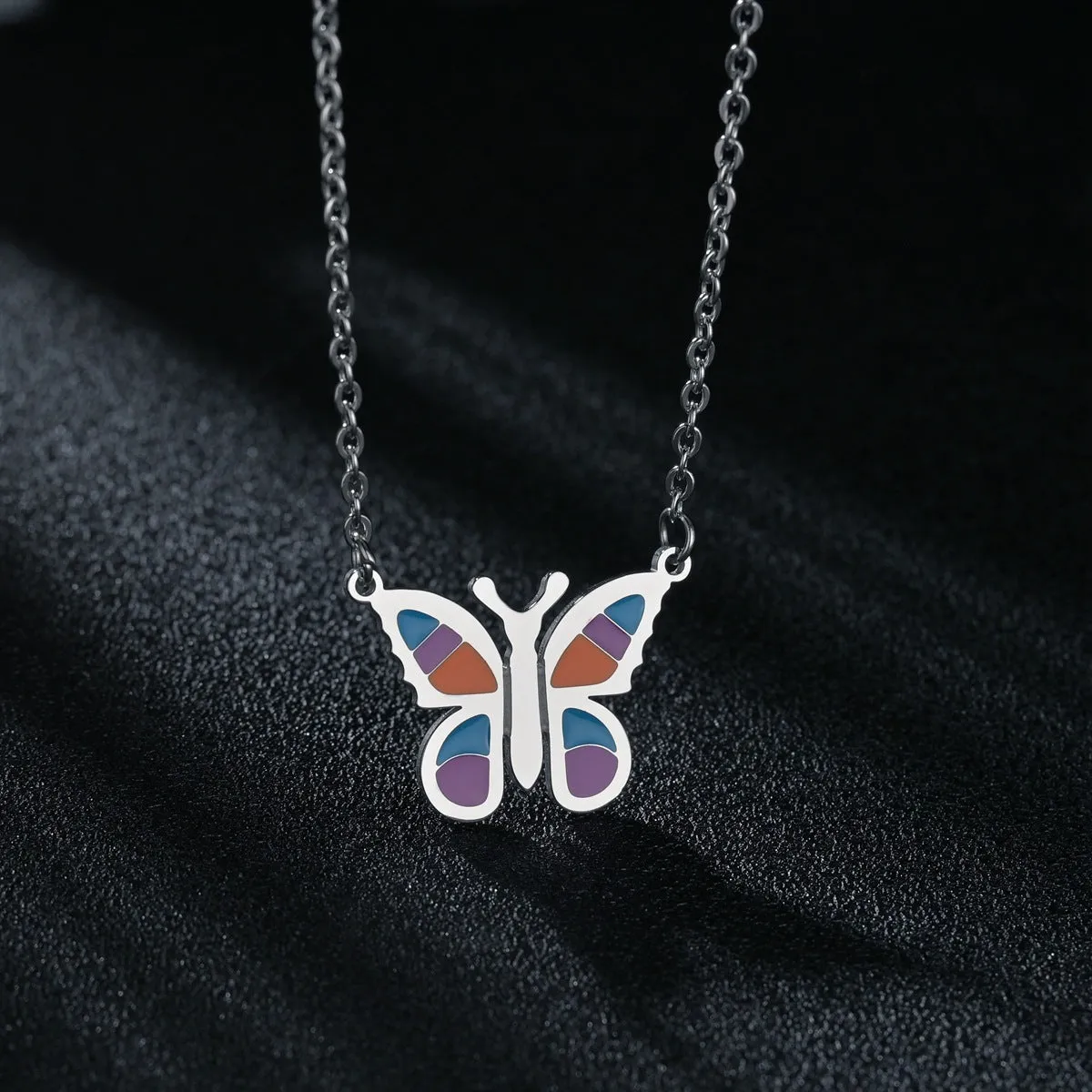 Vibrant Butterfly Steel Necklace - Elegant European and American Pendant Collection