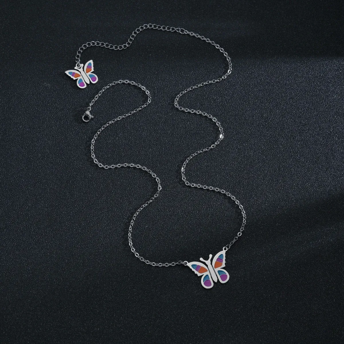 Vibrant Butterfly Steel Necklace - Elegant European and American Pendant Collection