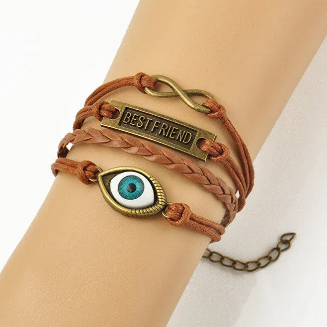 Vintage Multilayer Leather Men Bracelets For Women Best Friend Friendship Bracelet And Bangles Jewelry