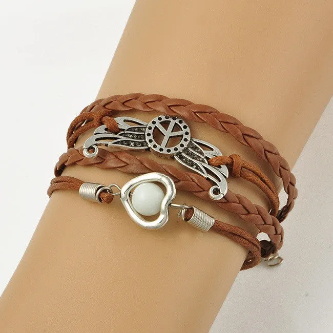 Vintage Multilayer Leather Men Bracelets For Women Best Friend Friendship Bracelet And Bangles Jewelry