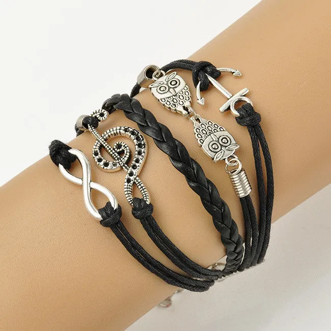 Vintage Multilayer Leather Men Bracelets For Women Best Friend Friendship Bracelet And Bangles Jewelry