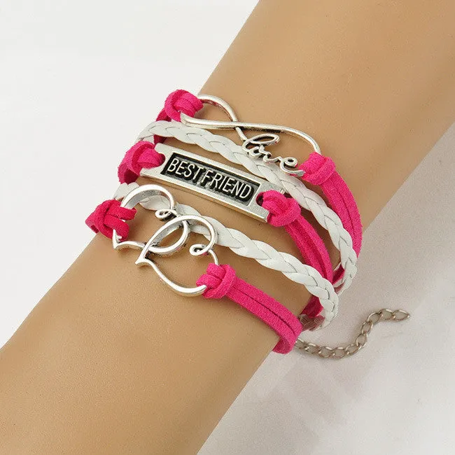 Vintage Multilayer Leather Men Bracelets For Women Best Friend Friendship Bracelet And Bangles Jewelry