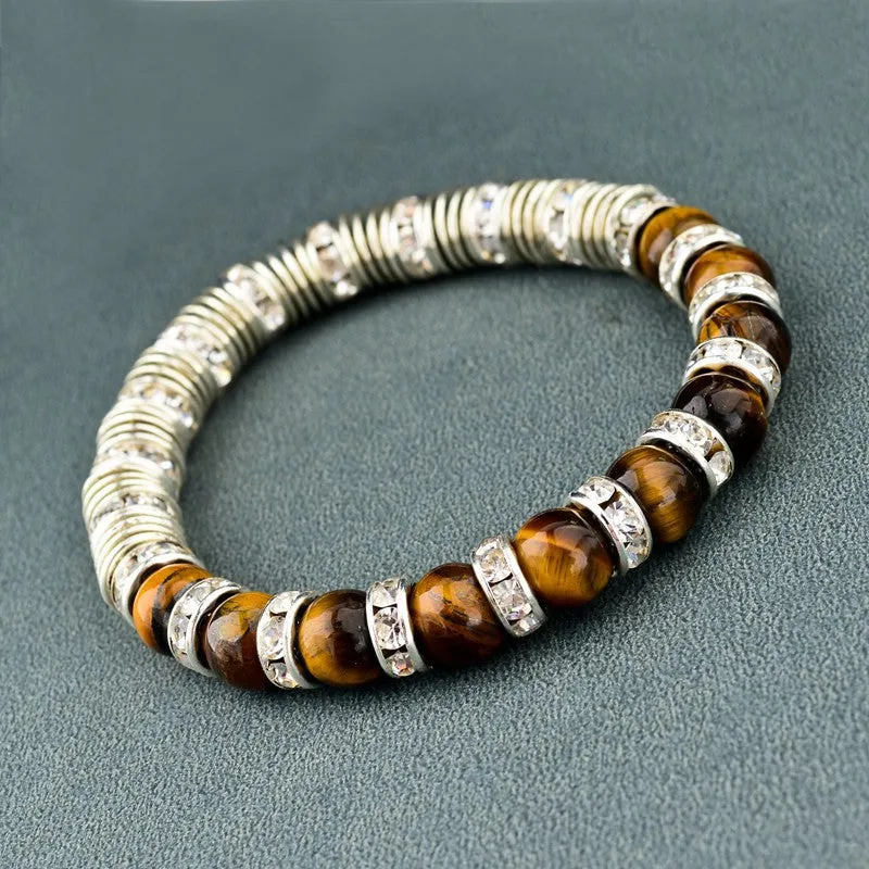 Vintage Tiger Eye Natural Stone Bracelets For Women And Men Jewelry Silver Beads Friendship Charm Bracelets & Bangles Nomination Gifts