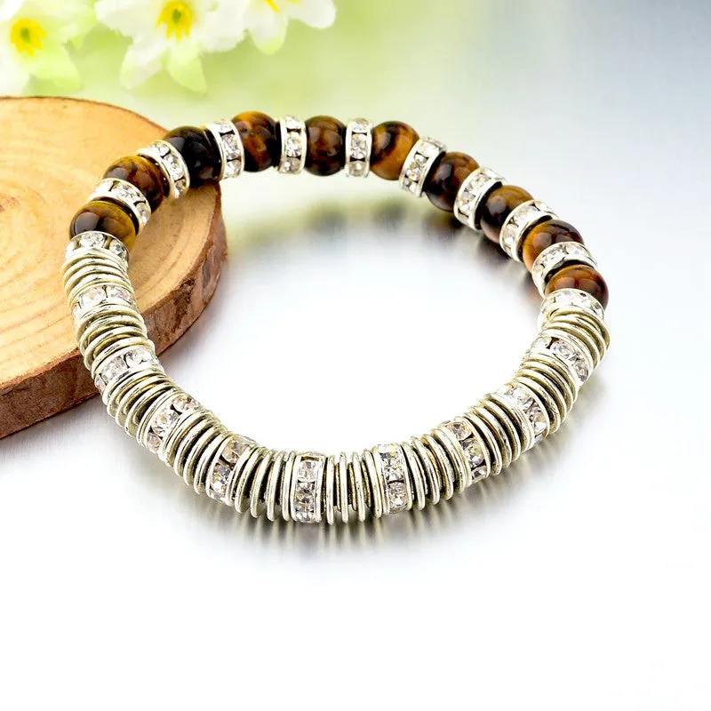 Vintage Tiger Eye Natural Stone Bracelets For Women And Men Jewelry Silver Beads Friendship Charm Bracelets & Bangles Nomination Gifts