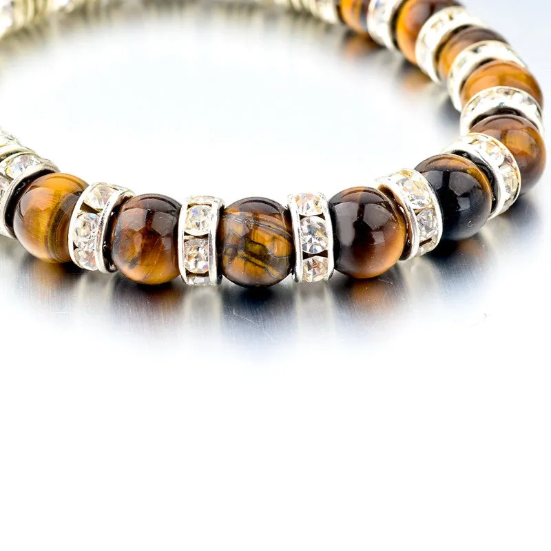 Vintage Tiger Eye Natural Stone Bracelets For Women And Men Jewelry Silver Beads Friendship Charm Bracelets & Bangles Nomination Gifts