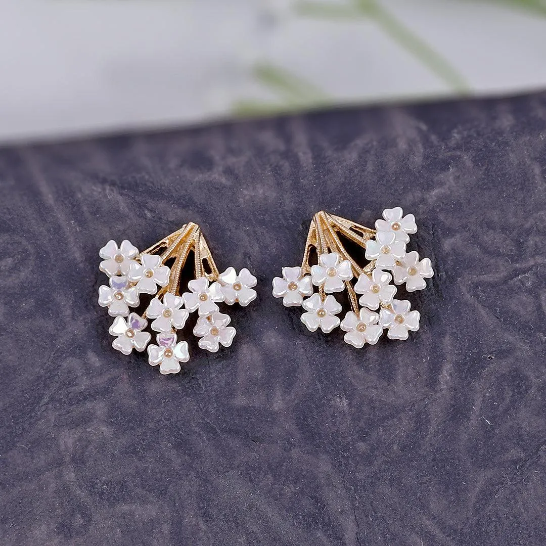 White Floral Cluster Earrings