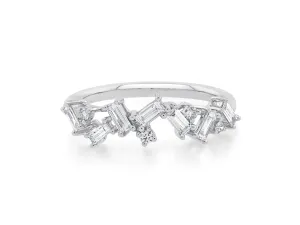 White Gold Organic Baguette Diamond Ring