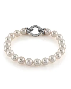 White Japanese Hanadama Akoya Pearl Bracelet, 7.0-7.5mm