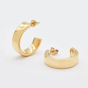 Wide Hoop Earrings - Gold Hoop Earrings - Gold Heavy Hoops