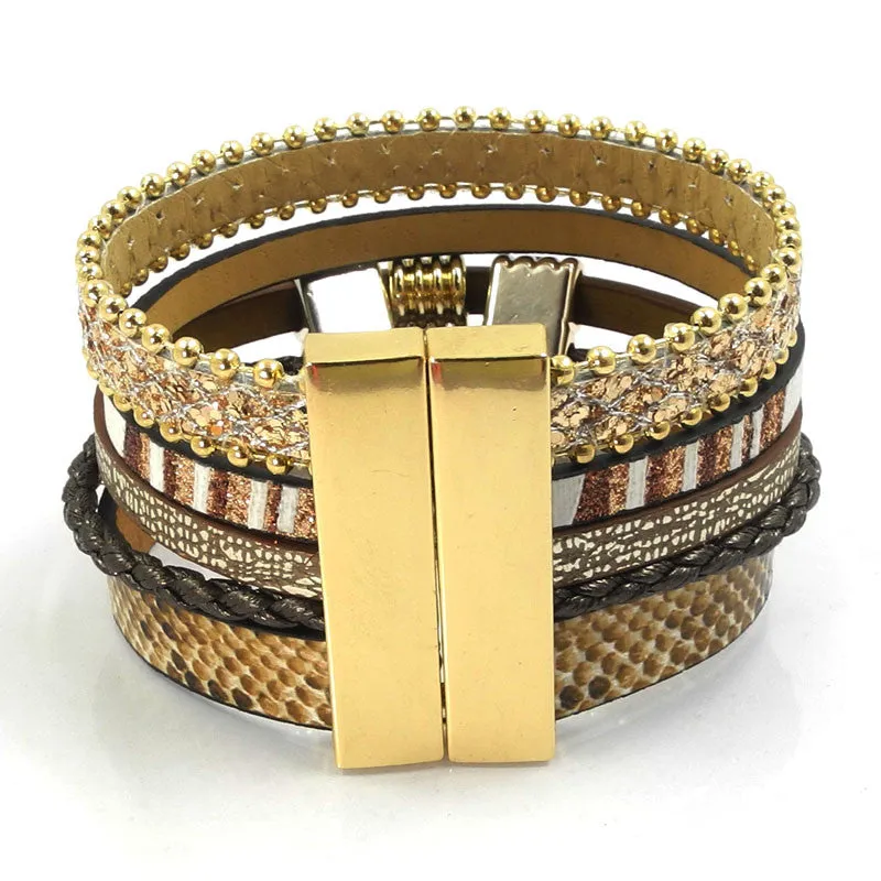 Winter Leather bracelet 5 color 3 size snakeskin shape charm bracelets for women Christmas gift wrap bangles