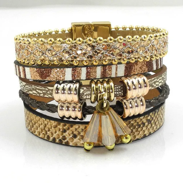 Winter Leather bracelet 5 color 3 size snakeskin shape charm bracelets for women Christmas gift wrap bangles