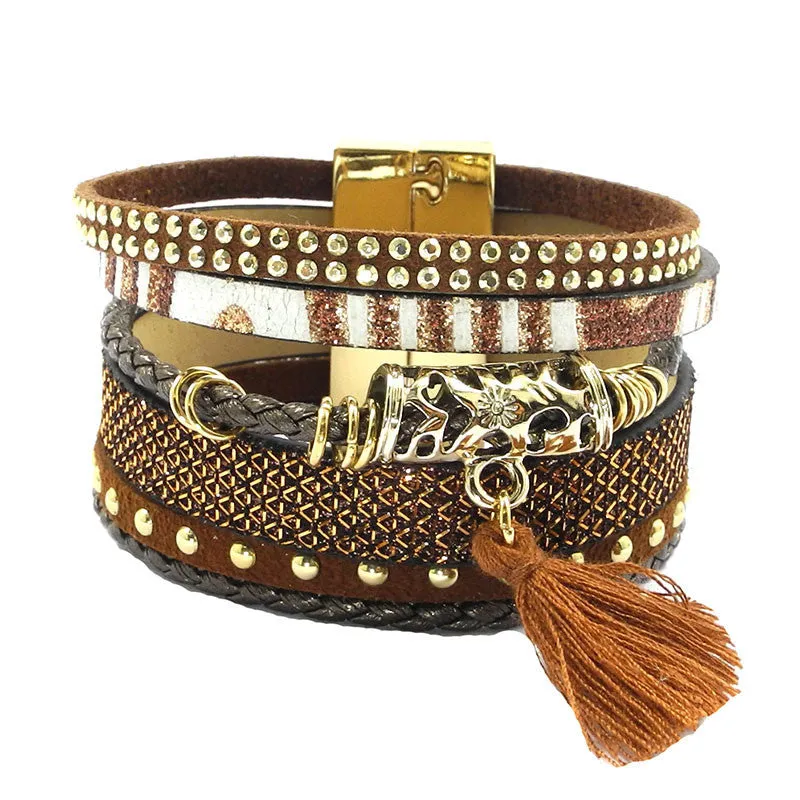 Winter leather bracelet have 4 color charm bracelets Bohemian bracelets & bangles Christmas gift for women jewelry