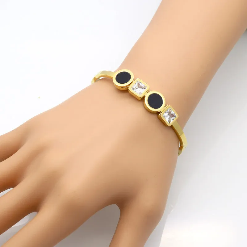 Women Luxury Jewelry Zircon Love Bracelets For Women 316L Stainless Steel Gold Plated Crystal Brand Lover Charm Bracelets & Bangles