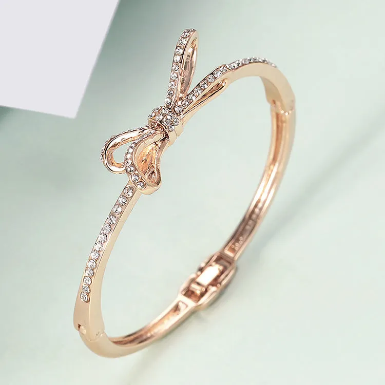 Women's Bracelets, Diamonds, Bows, Rose Gold Alloy Bracelets