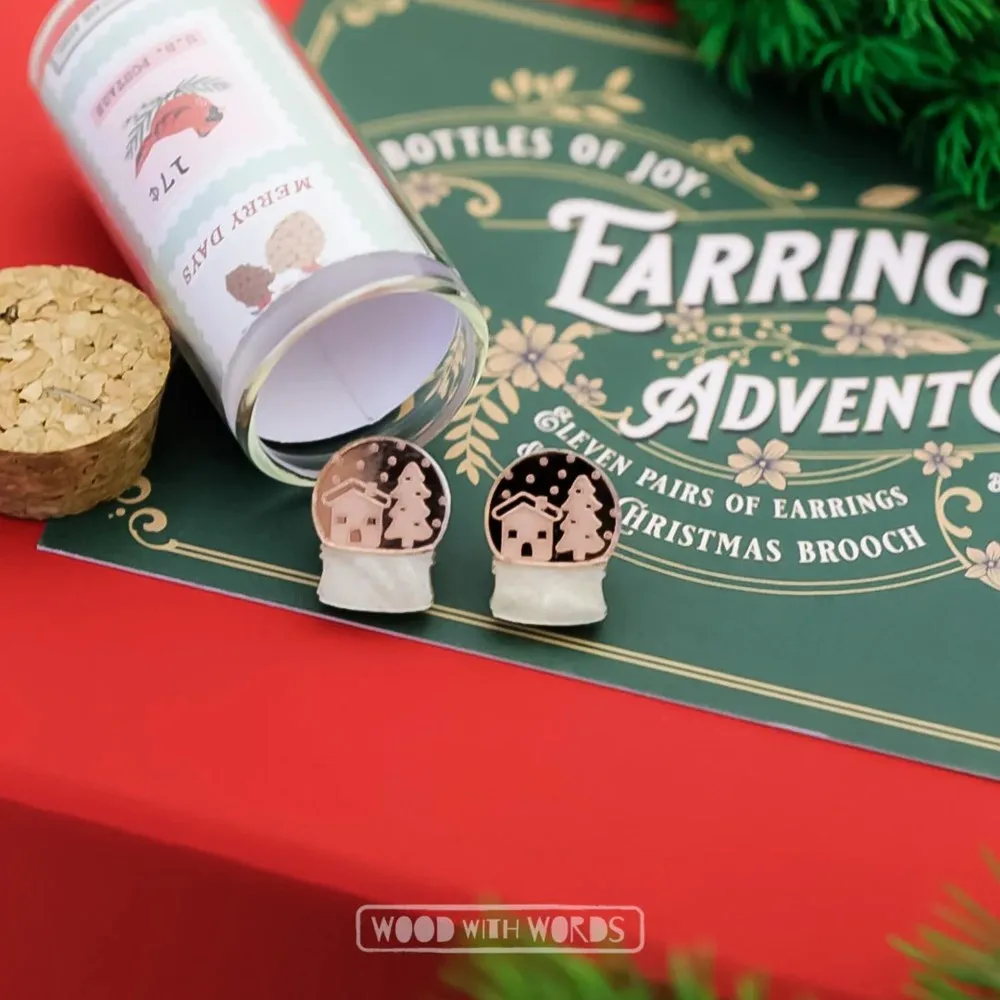 Wood With Words: Acrylic Stud Earrings Snow Globe