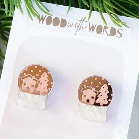 Wood With Words: Acrylic Stud Earrings Snow Globe