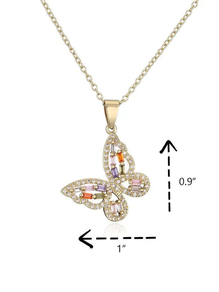 Zircon Butterfly Pendant Necklaces